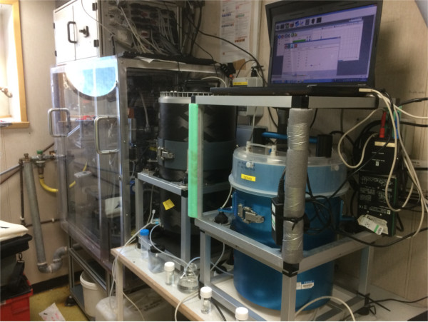 The 2 flow cytometers (Cytosense) on line and connected with the Jena Ferrybox on the Cefas Endeavour