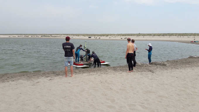 Going out for water sampling and measurements during field work (Credit: Kees den Heijer, Deltares)