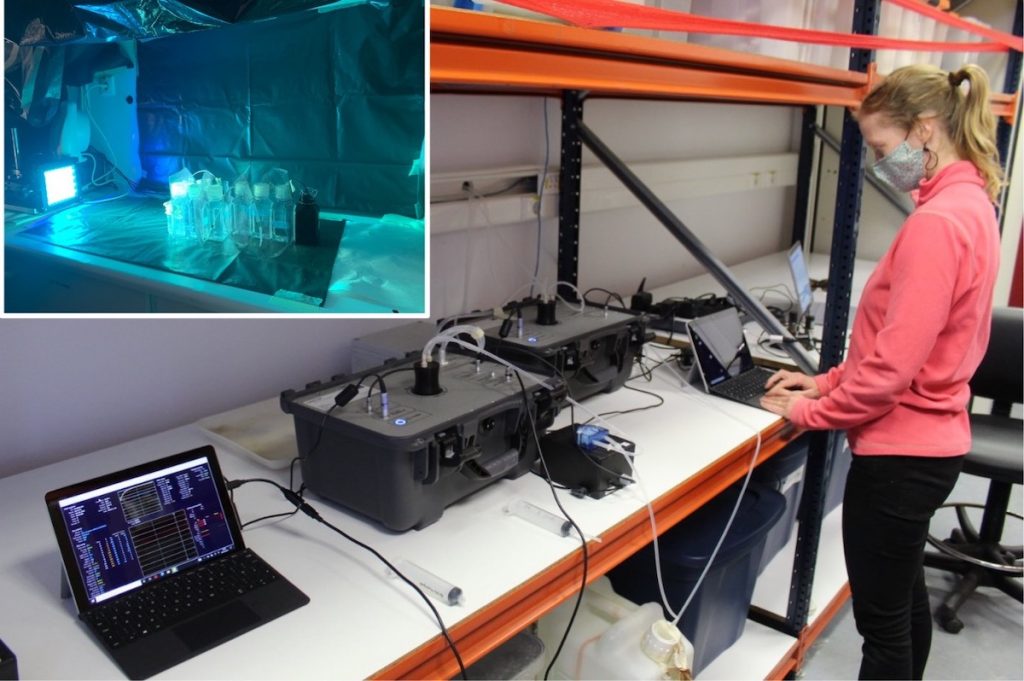 Active Fluorometry sensor LabSTAF (plus inset of the low-cost custom photosynthetron).